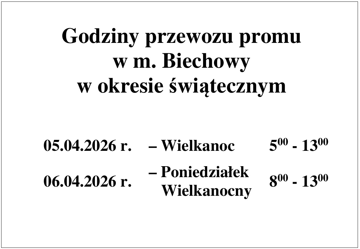 Godziny kursowania promu w święta